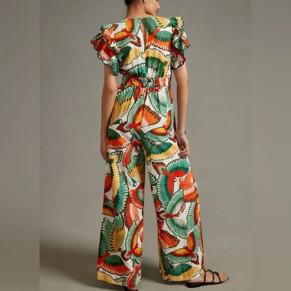 Farm Rio Ruffle-Sleeve Linen Jumpsuit - Picture 6 of 11